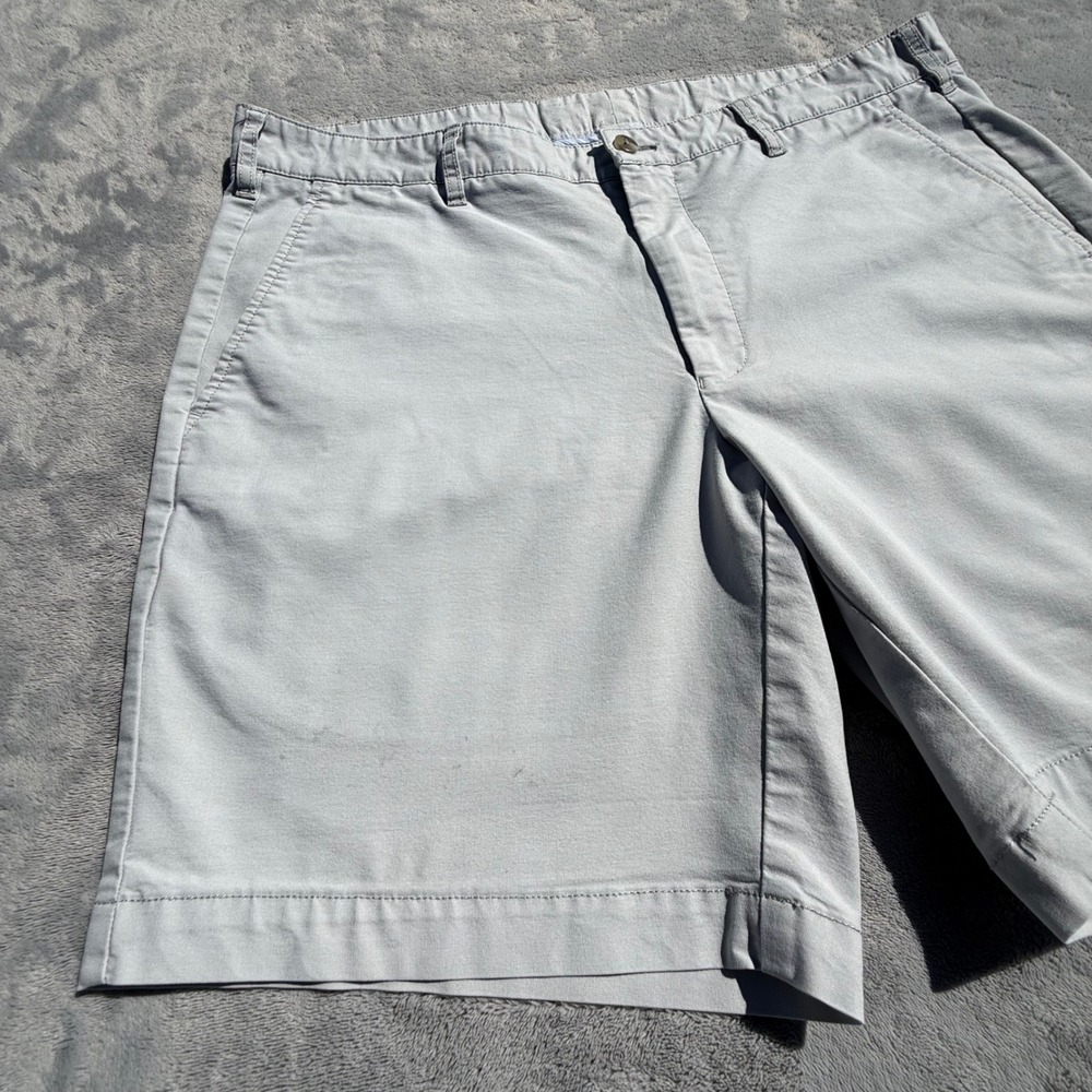 Peter Millar Mens 37 Gray Flat Front Cotton Blend Stretch Chino Shorts 8 Inseam - Picture 3 of 14